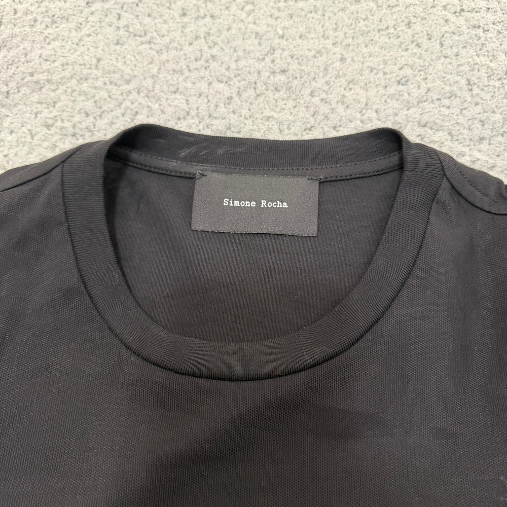 Simone Rocha Black Tulle Puff Sleeve Peplum Top Avant-Garde Tee Blouse Medium - Picture 8 of 11